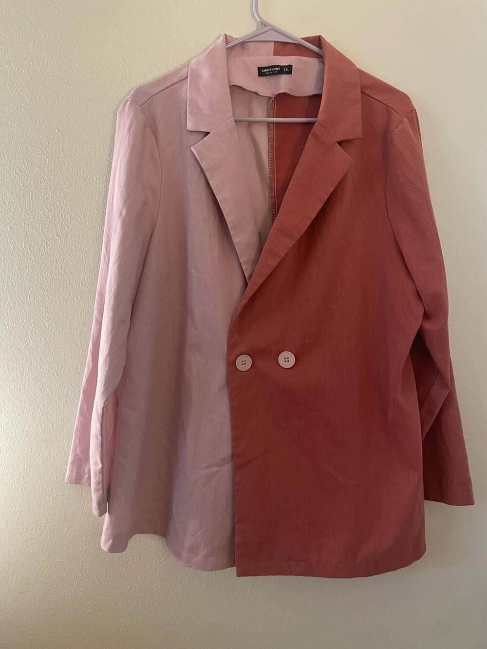 SHEIN Curve Split Colorblock Double Breasted Blazer 1XL